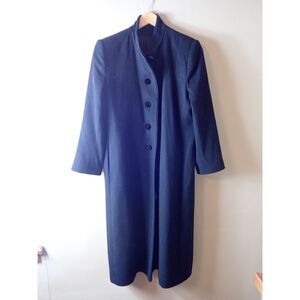 Fleurette Black 100% Camel Hair Long Trench Business Coat Union Made Vintage